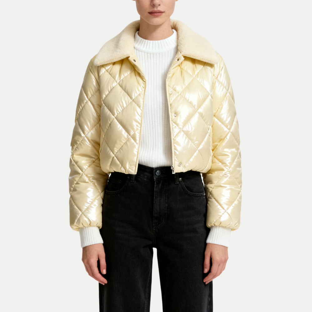 Quilted Diamond Pattern Women's Fashion Outerwear