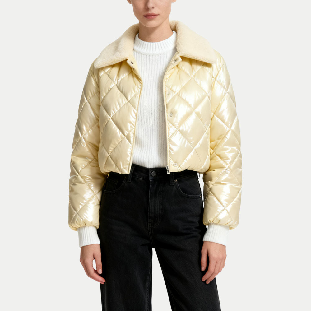 Quilted Diamond Pattern Women's Fashion Outerwear