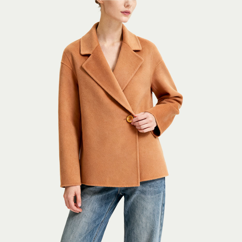Wide Lapel Single-Button Women's Elegant Grand Outerwear
