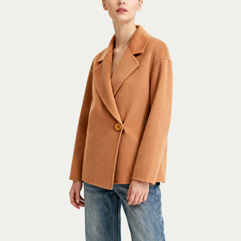 Wide Lapel Single-Button Women's Elegant Grand Outerwear