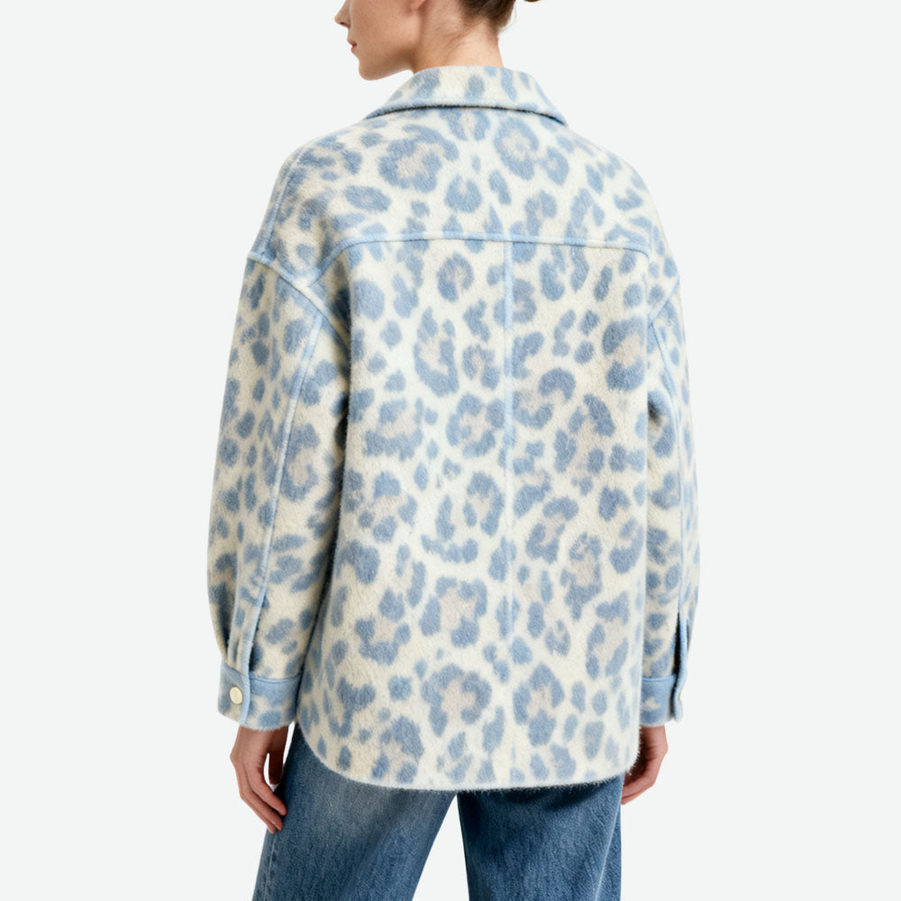 Leopard Pattern Single-Row Button Women's Loose Trendy Outerwear
