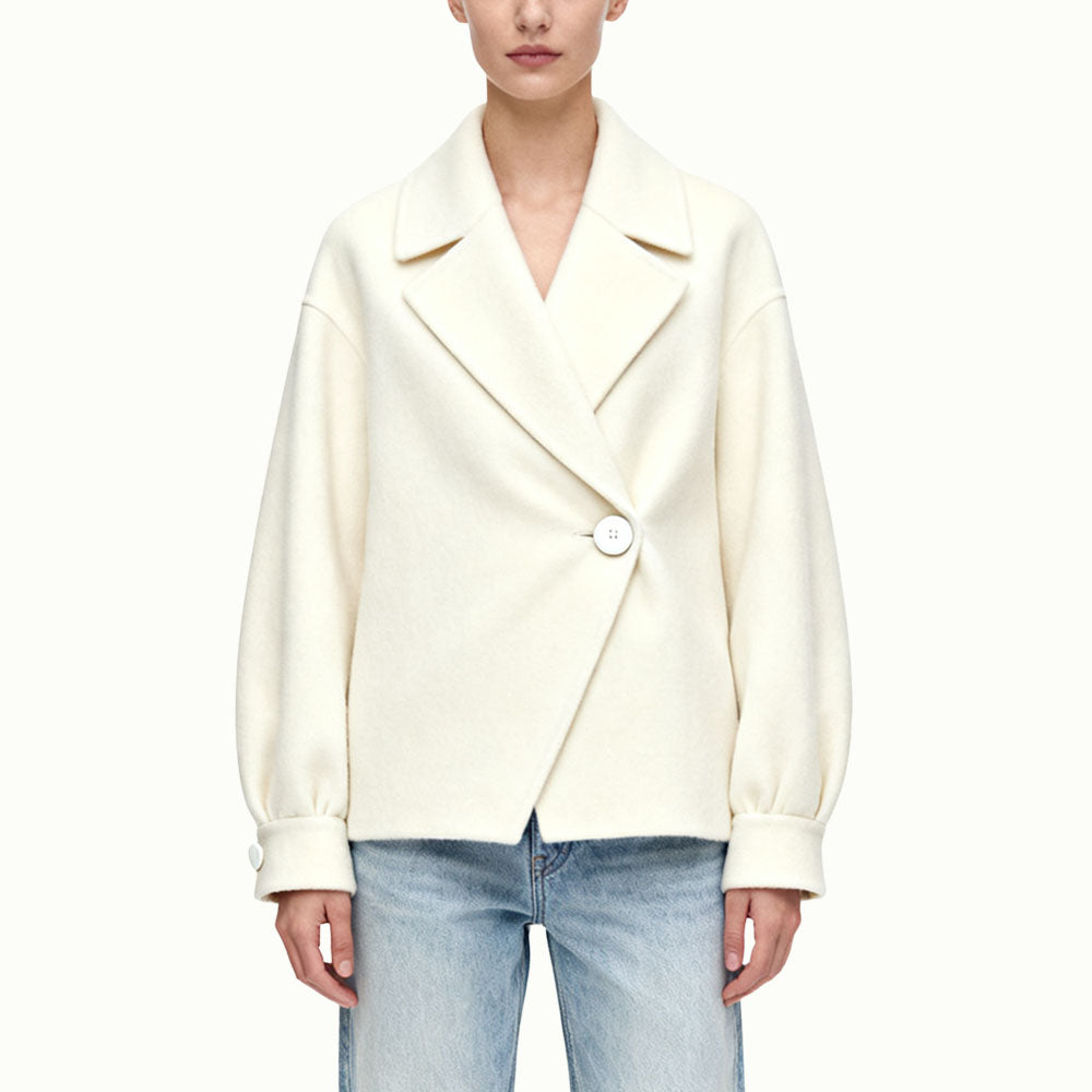 Single-Button Women's Elegant Grand Blazer-Collar Outerwear