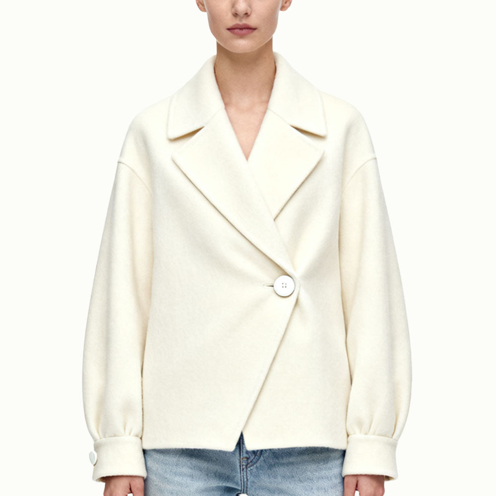 Single-Button Women's Elegant Grand Blazer-Collar Outerwear