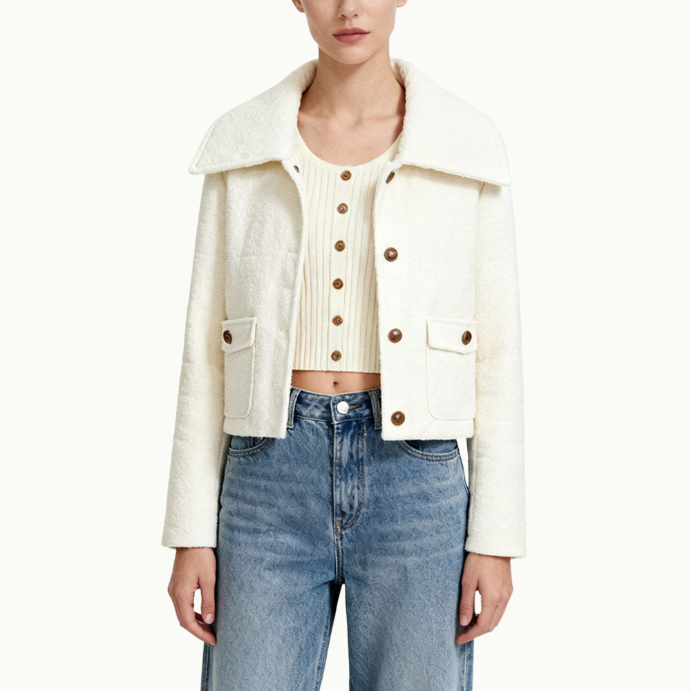 Single-Row Button Women's Retro-Style Casual Jacket
