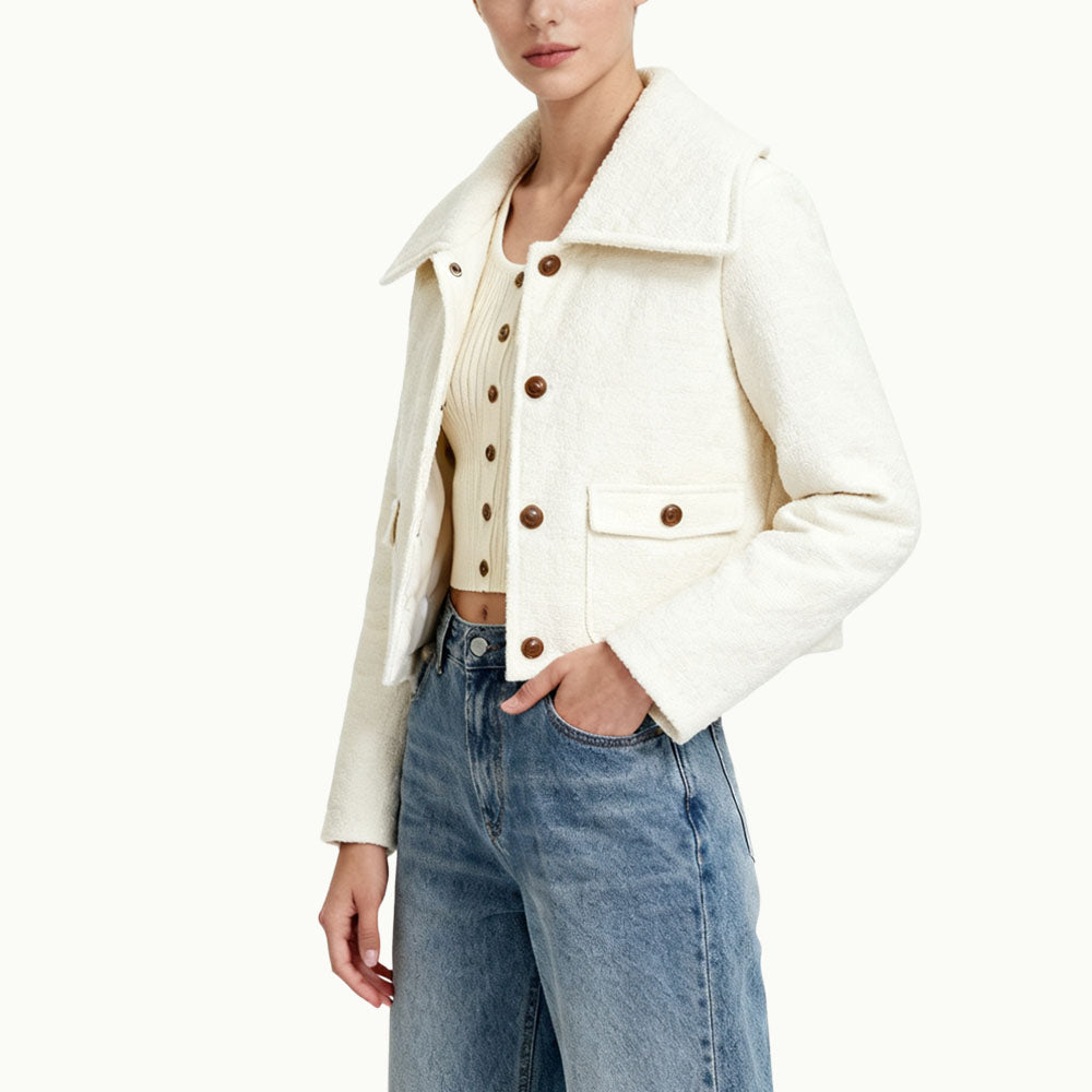 Single-Row Button Women's Retro-Style Casual Jacket
