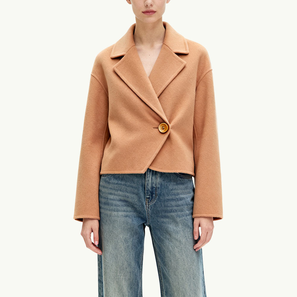 Single-Button Women's Classic Elegant Blazer-Collar Outerwear