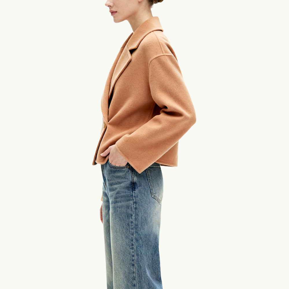 Single-Button Women's Classic Elegant Blazer-Collar Outerwear