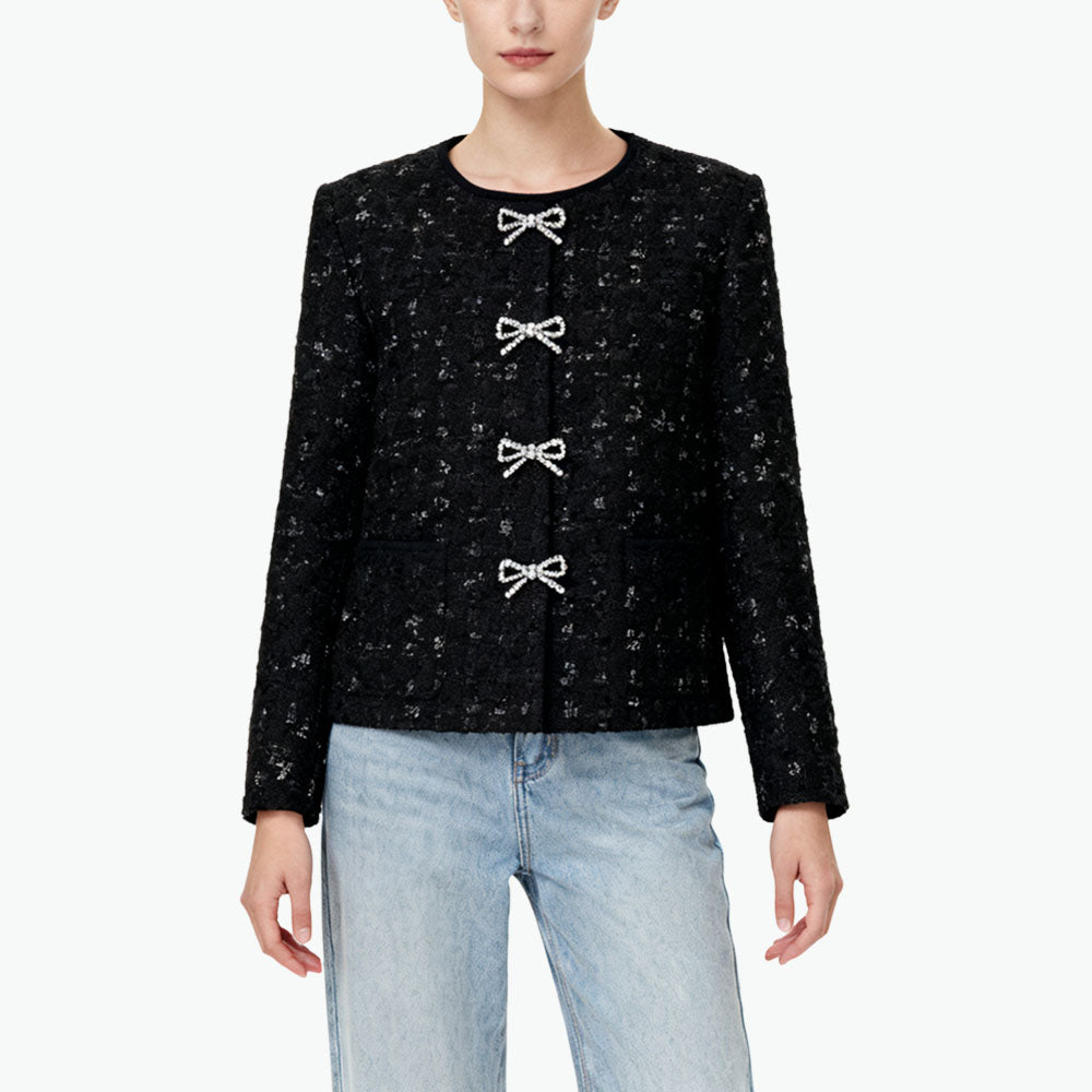 Rhinestone Bow Decor Women's Outerwear