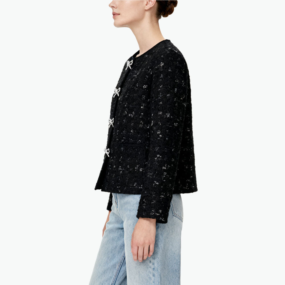 Rhinestone Bow Decor Women's Outerwear