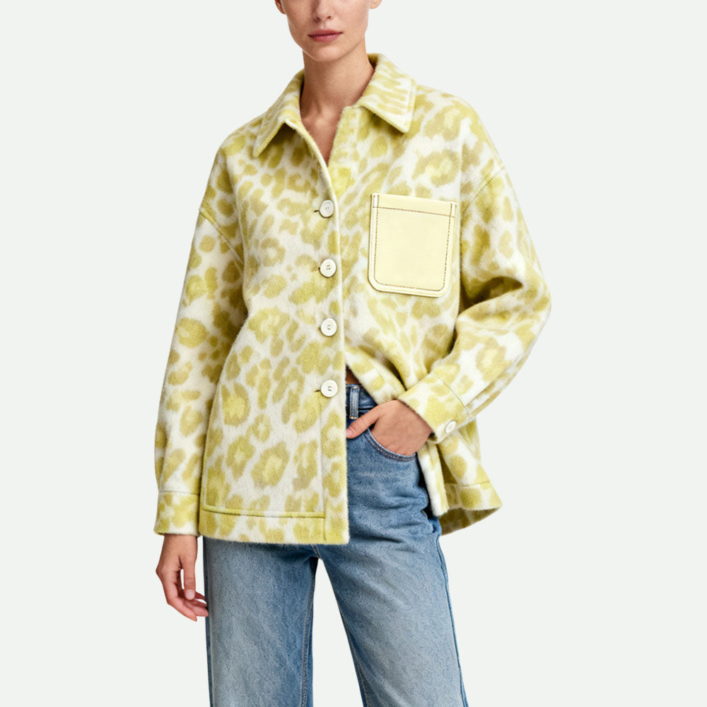 Single-Row Button Women's Shirt-Style Outerwear