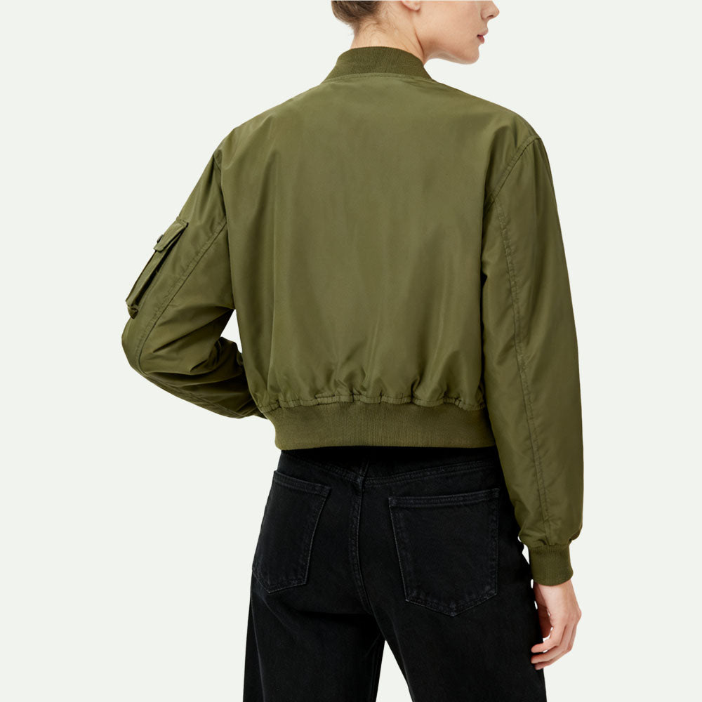 Baseball Collar Multi-Pocket Women's Edgy Utility-Style Outerwear