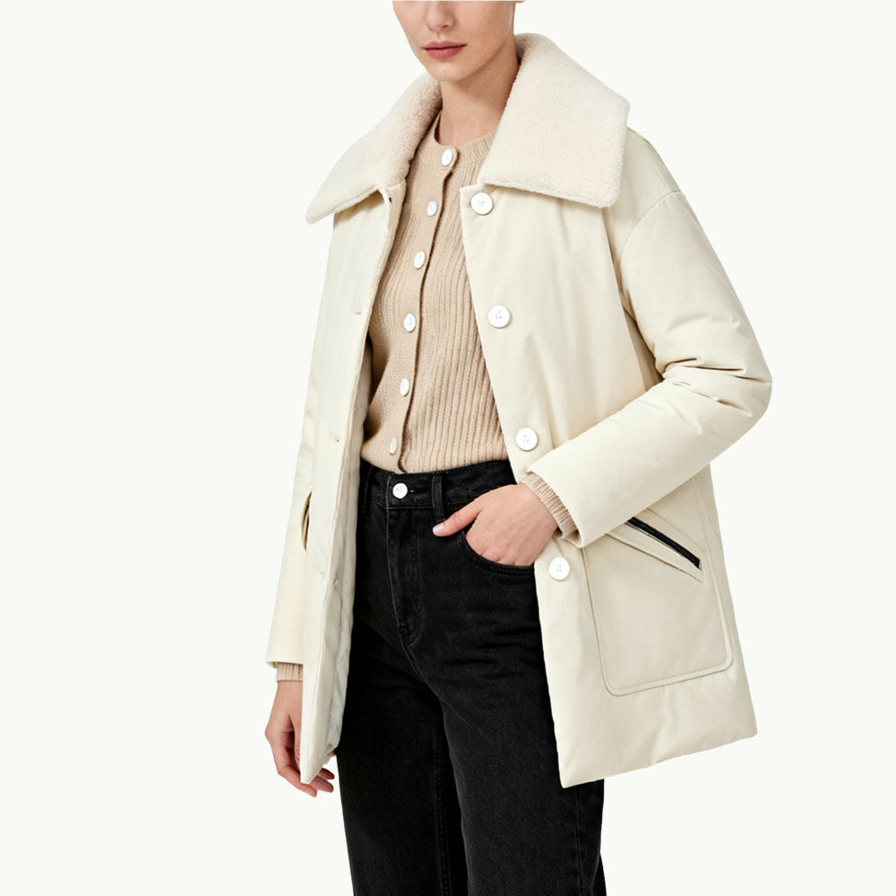 Single-Row Button Women's Fashion Warm Jacket