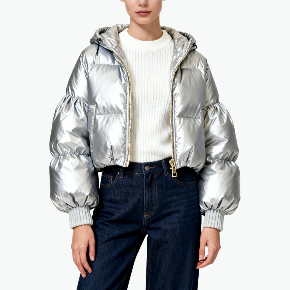 Women's Fashion Shiny Puffy Outerwear