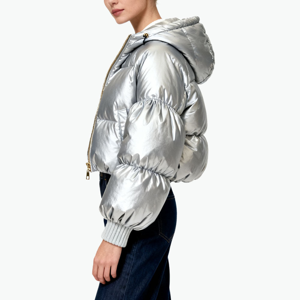 Women's Fashion Shiny Puffy Outerwear