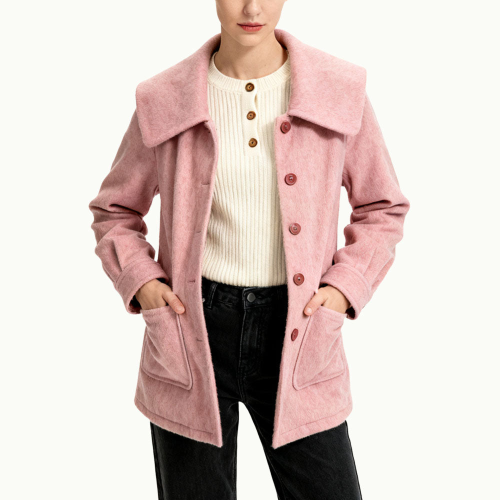 Wide Lapel Buttoned Women's Retro Sweet Outerwear