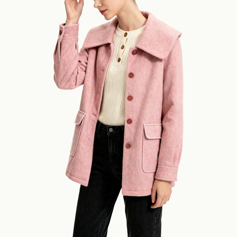 Wide Lapel Buttoned Women's Retro Sweet Outerwear