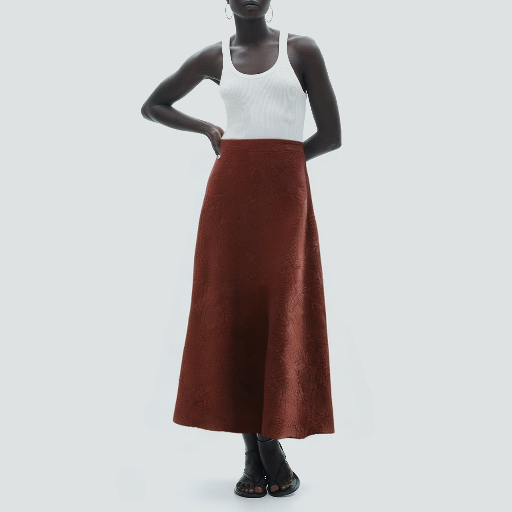 Fashionable floral pattern long skirt