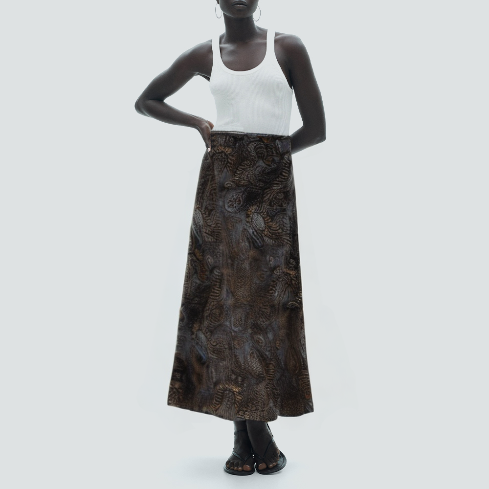 Personalized print high waist fashion long skirt