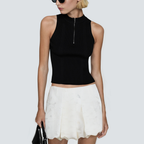 White fashionable pleated women's short skirt