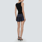 Blue side pocket casual women's short denim skirt