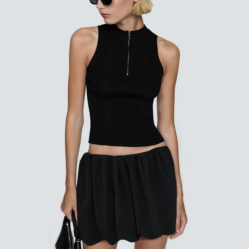 Fashion elastic waist fluffy ladies short skirt