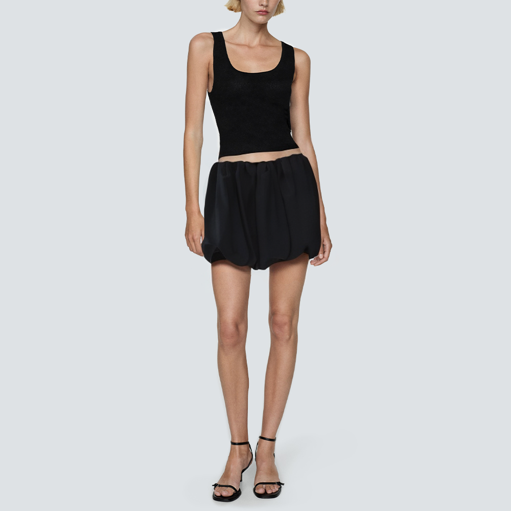 Fashion elastic waist fluffy ladies short skirt