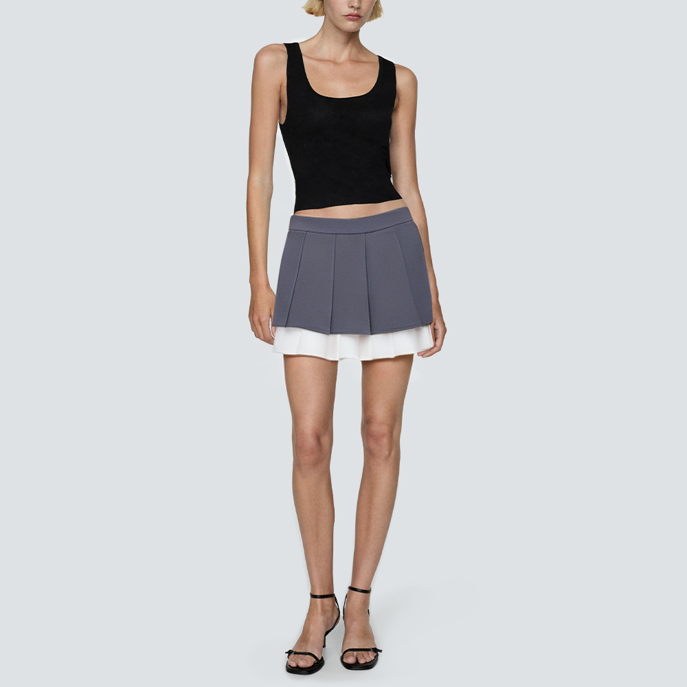 Gray patchwork design women's short skirt