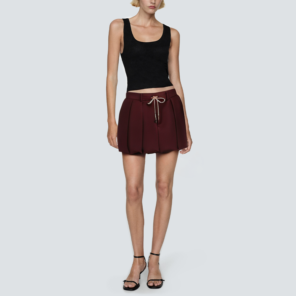 Fashion drawstring waist women's short skirt