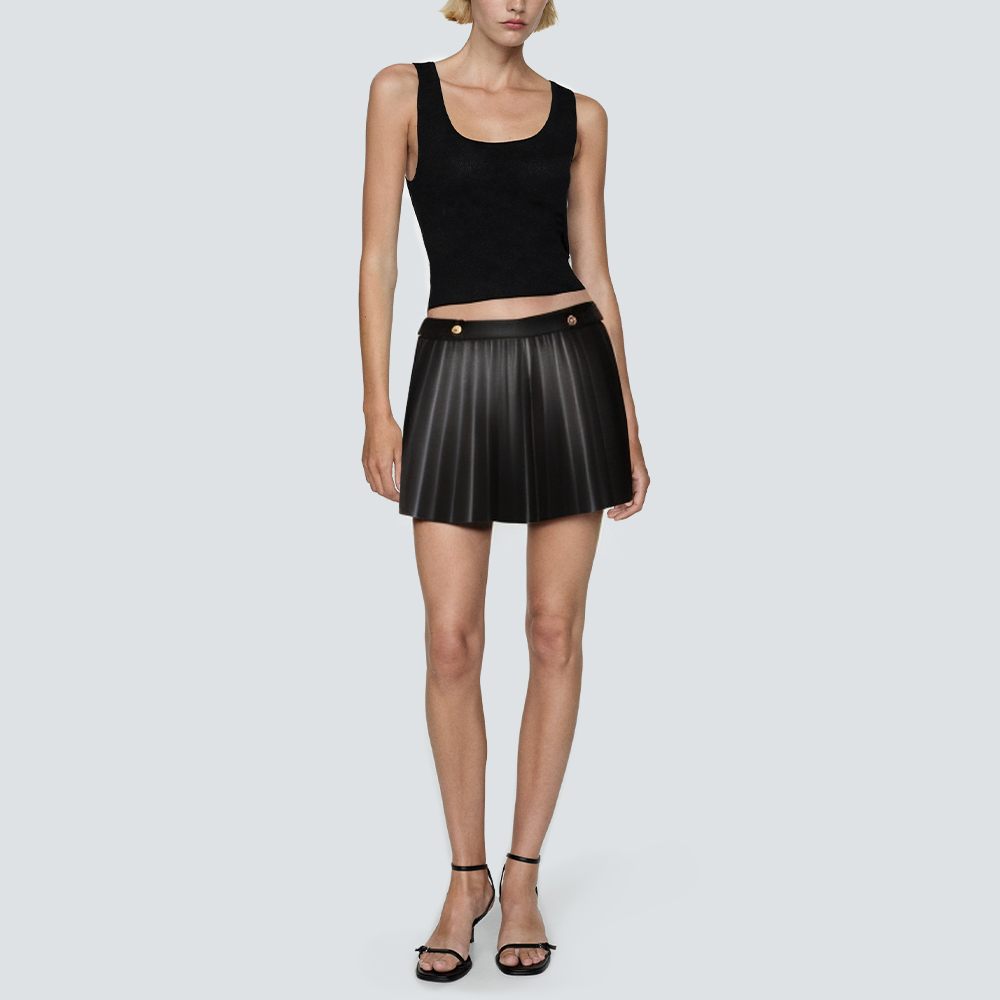 Black sequined zipper women's short skirt