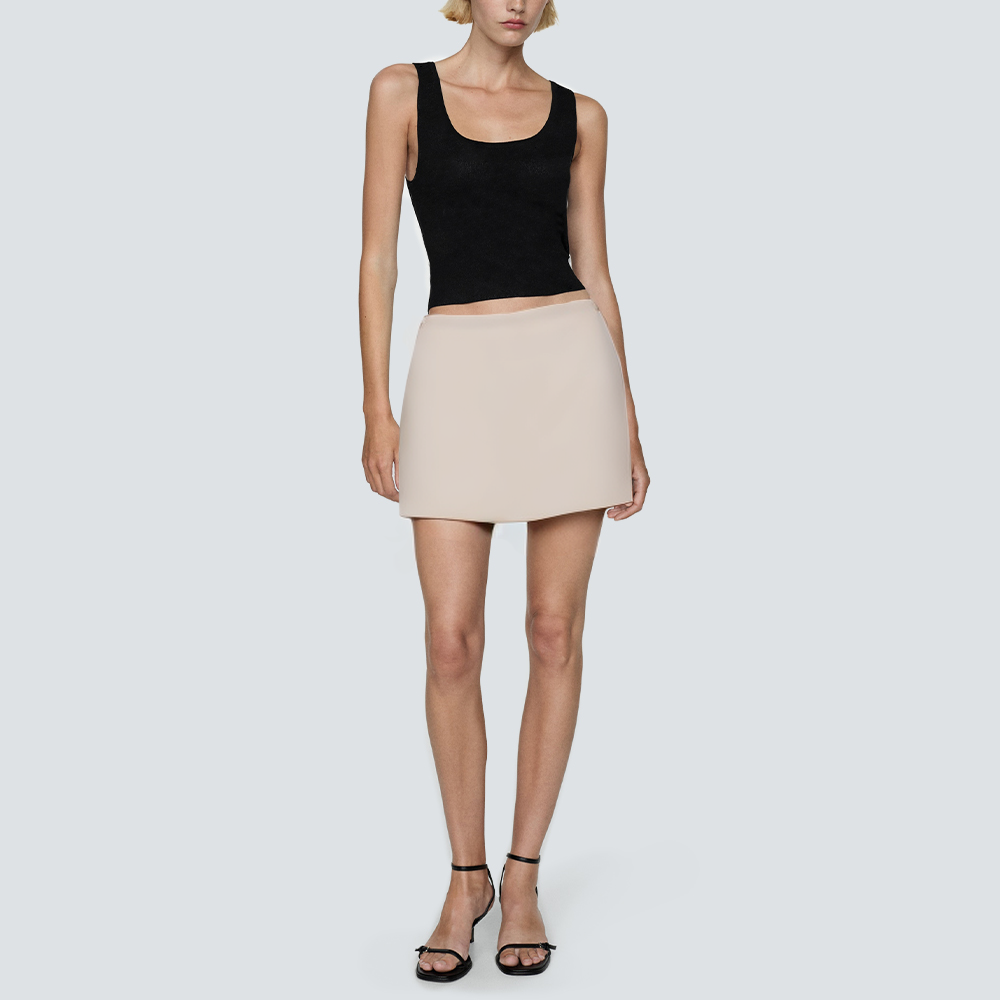 Beige casual high waist women's short skirt