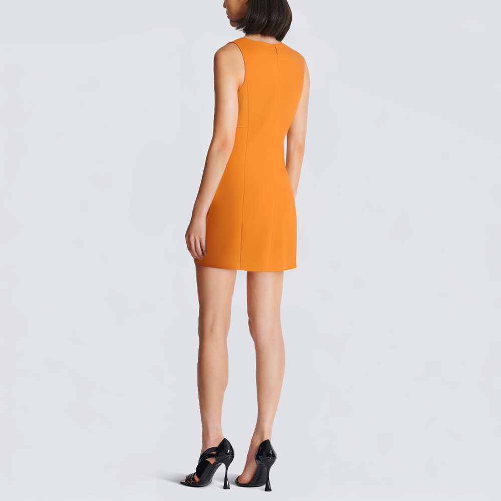 Orange round neck sleeveless casual short dress
