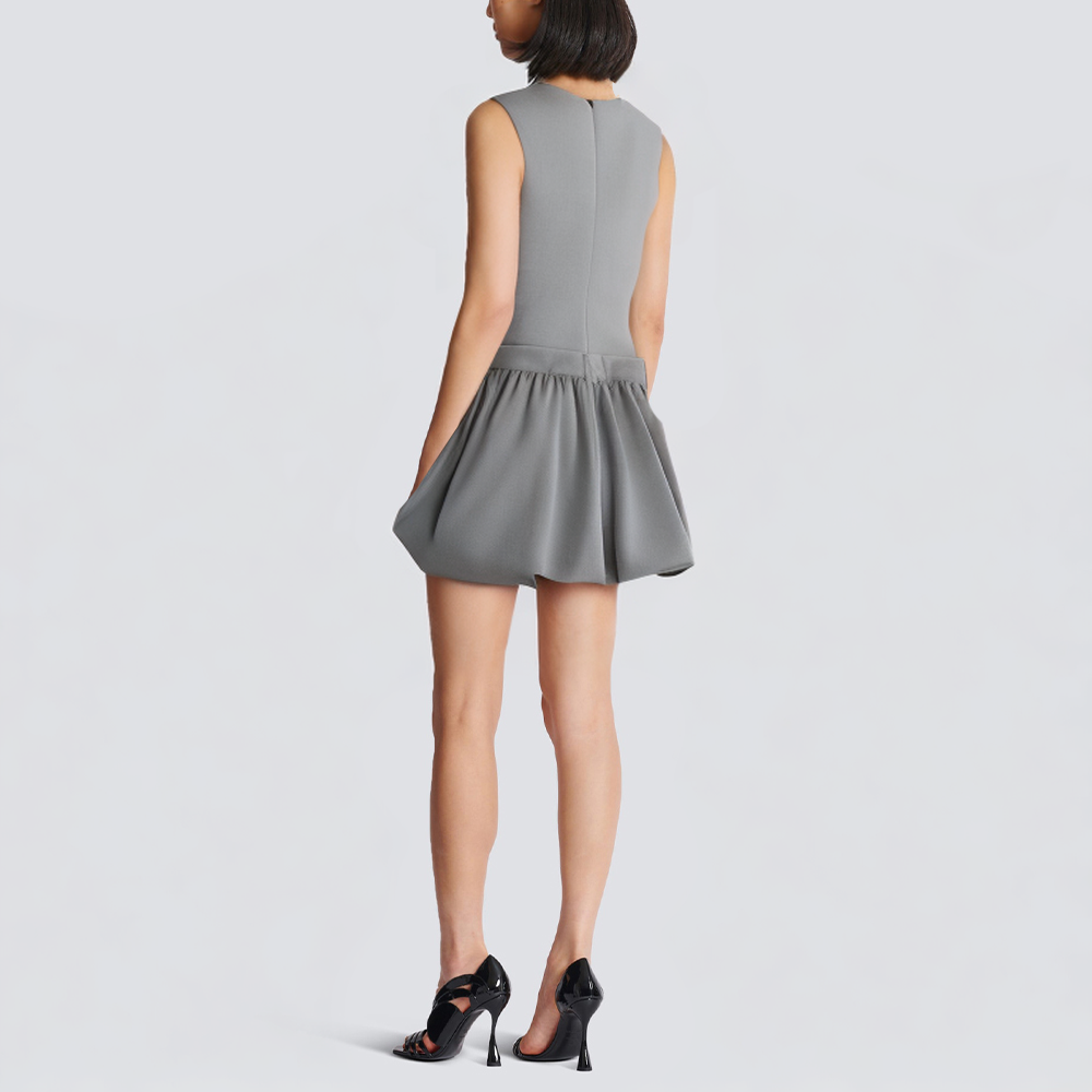 Grey casual round neck sleeveless short dress