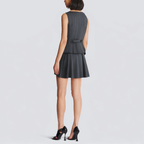 Gray striped printed V-neck sleeveless short dress
