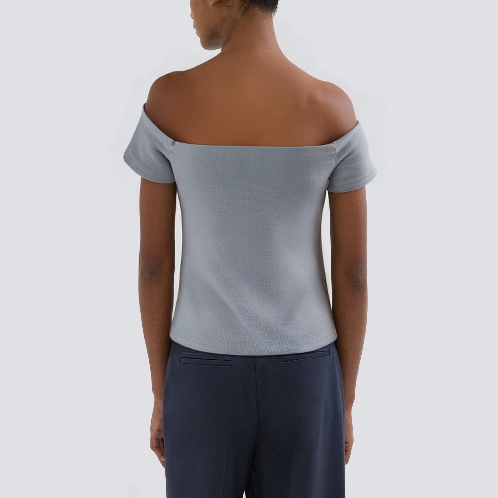 Irregular design square neck ladies T-shirt