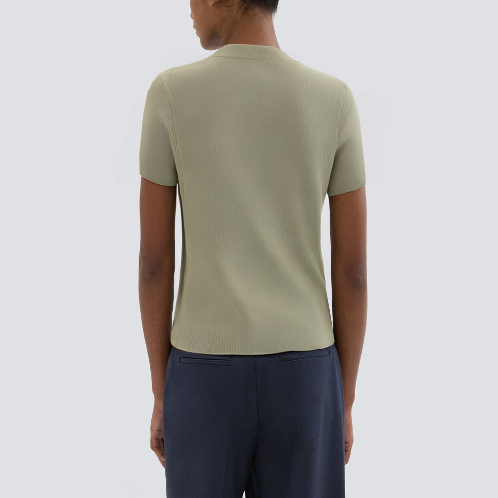 Casual green crew neck knitted women's T-shirt