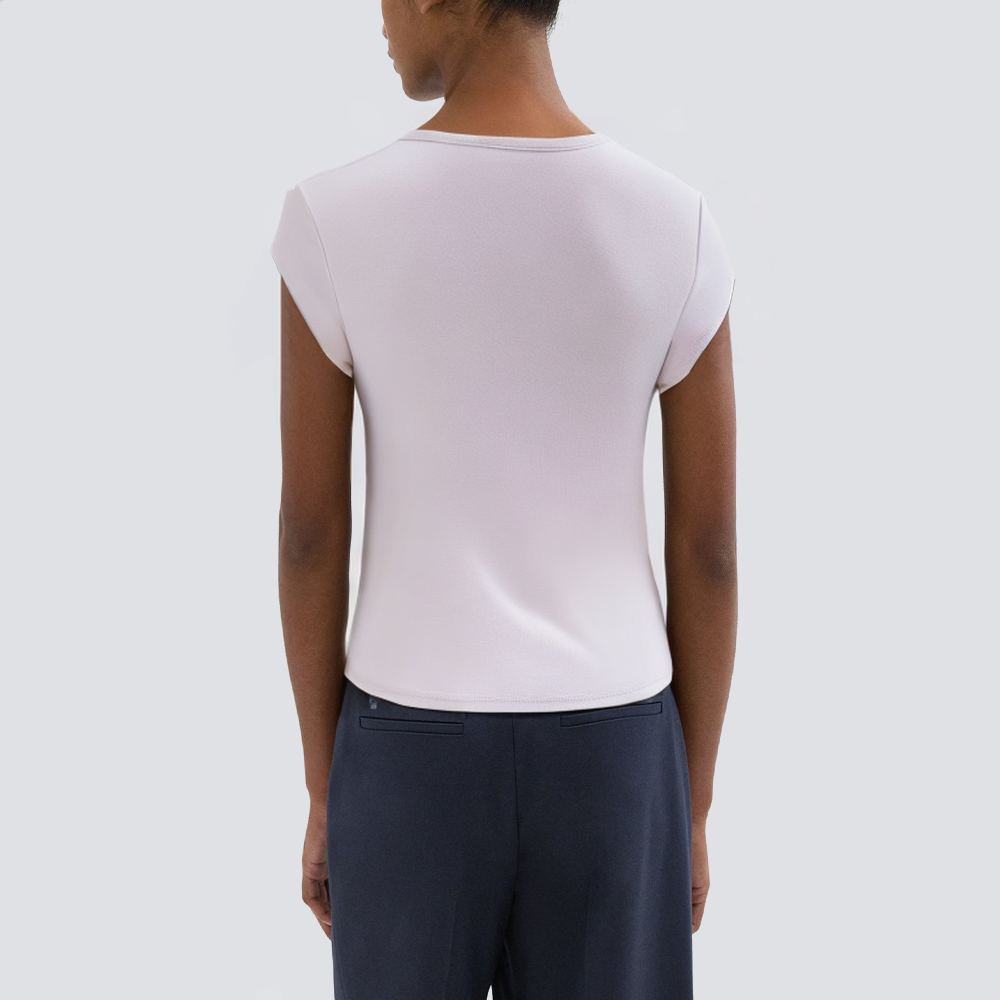 Purple square neck slim fit women's T-shirt