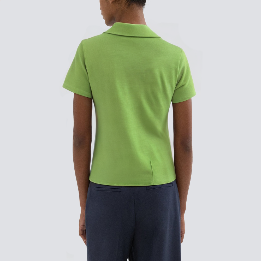 Ladies lapel button-down casual T-shirt