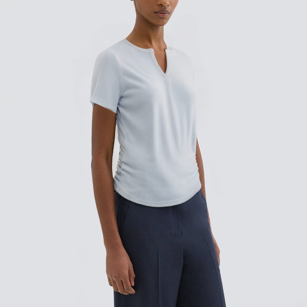 Round neck knitted casual women's T-shirt