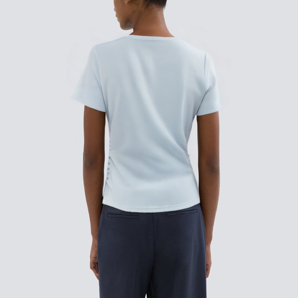 Round neck knitted casual women's T-shirt