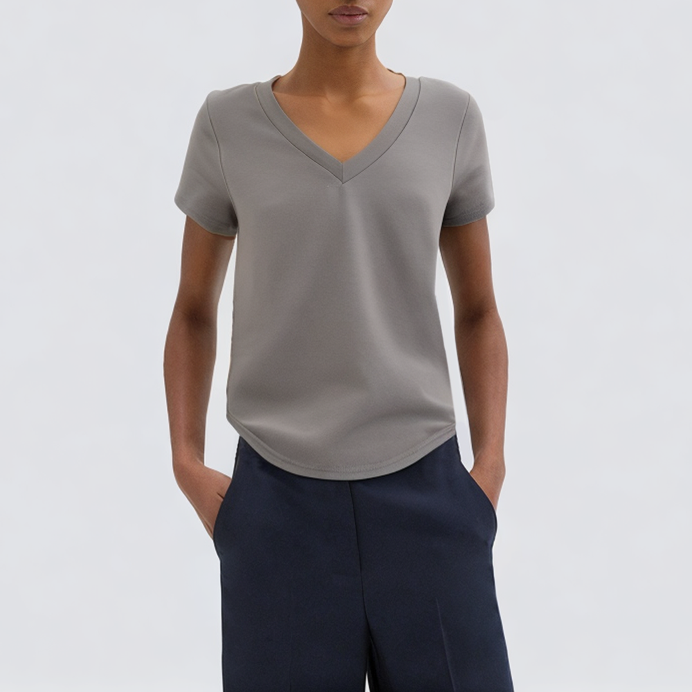 V-neck short-sleeved casual slim fit women's T-shirt