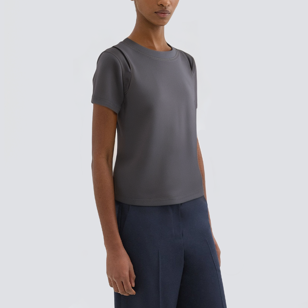 Round neck casual hollow short sleeve women's T-shirt