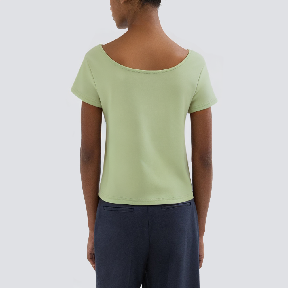 Green round neck slim fit ladies T-shirt