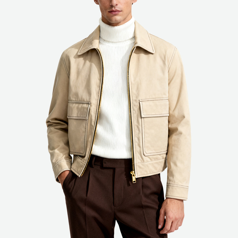 Multi-Pocket Lapel Men's Retro Fashionable Outerwear