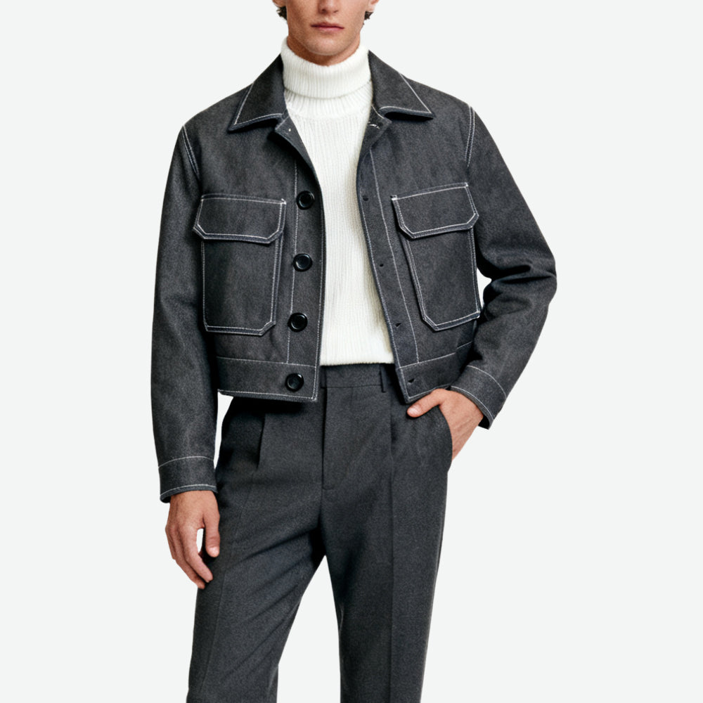 Multi-Pocket Lapel Men's Retro High-End Outerwear