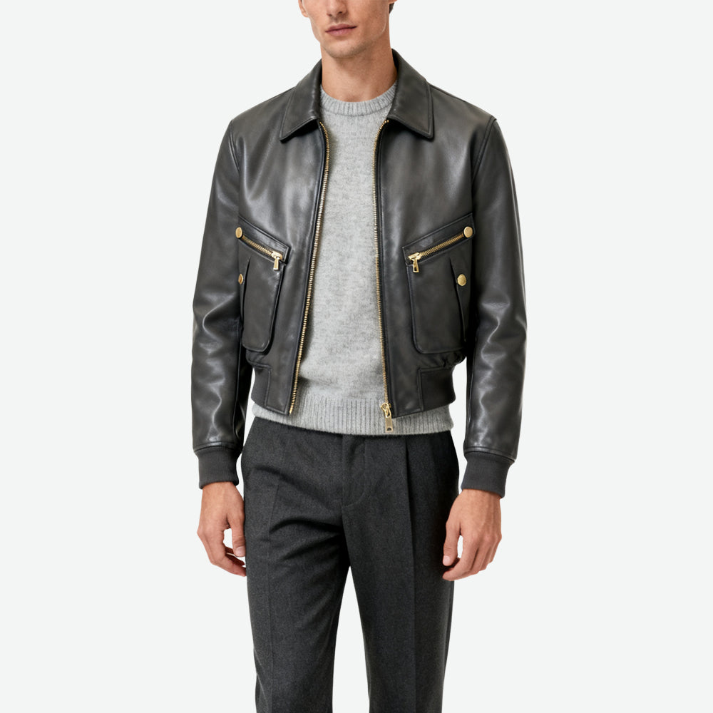 Zip-Closure Men's Edgy High-End Outerwear
