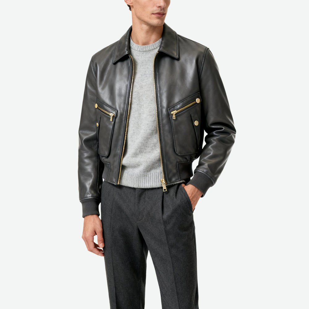 Zip-Closure Men's Edgy High-End Outerwear