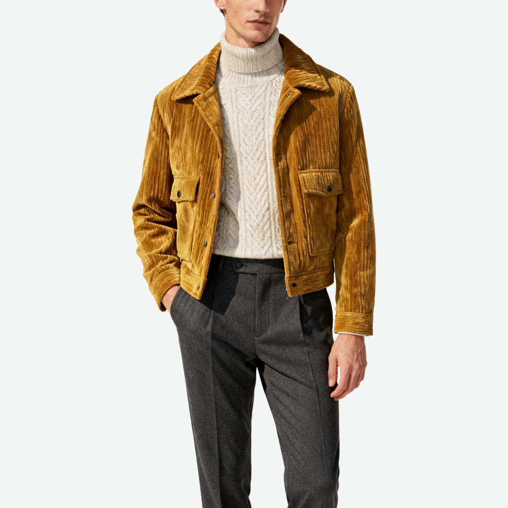 Lapel Jacket Multi-Pocket Men's Retro Fashionable Outerwear
