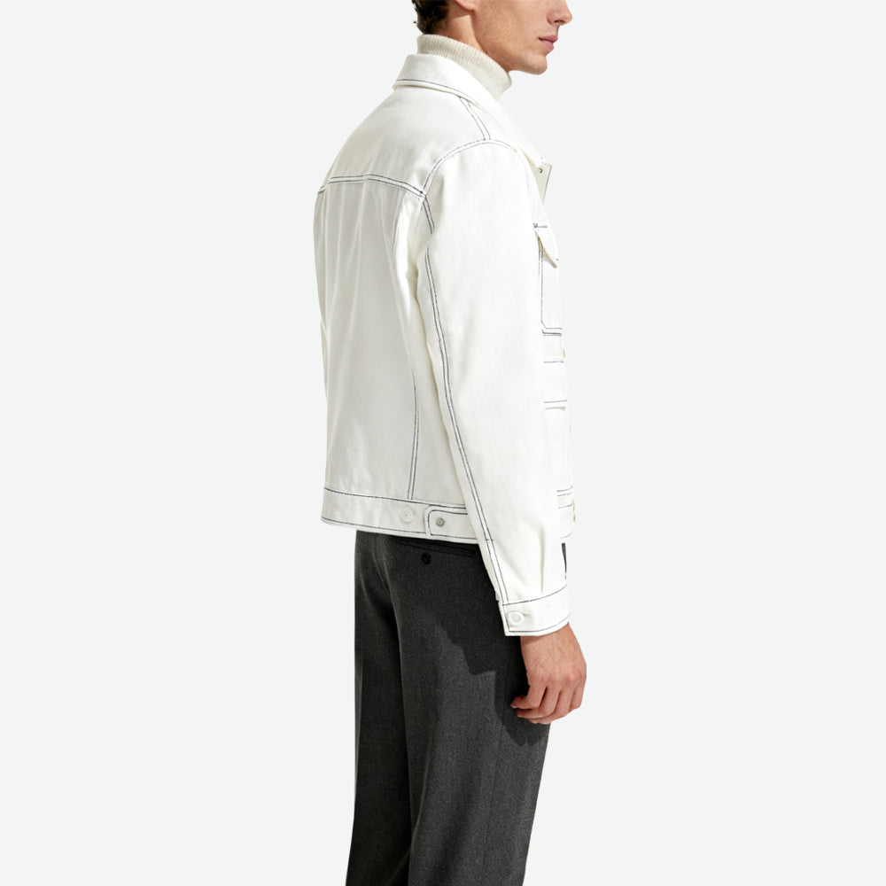 Topstitch Decor Multi-Pocket Utility-Style Men's Minimalist Outerwear