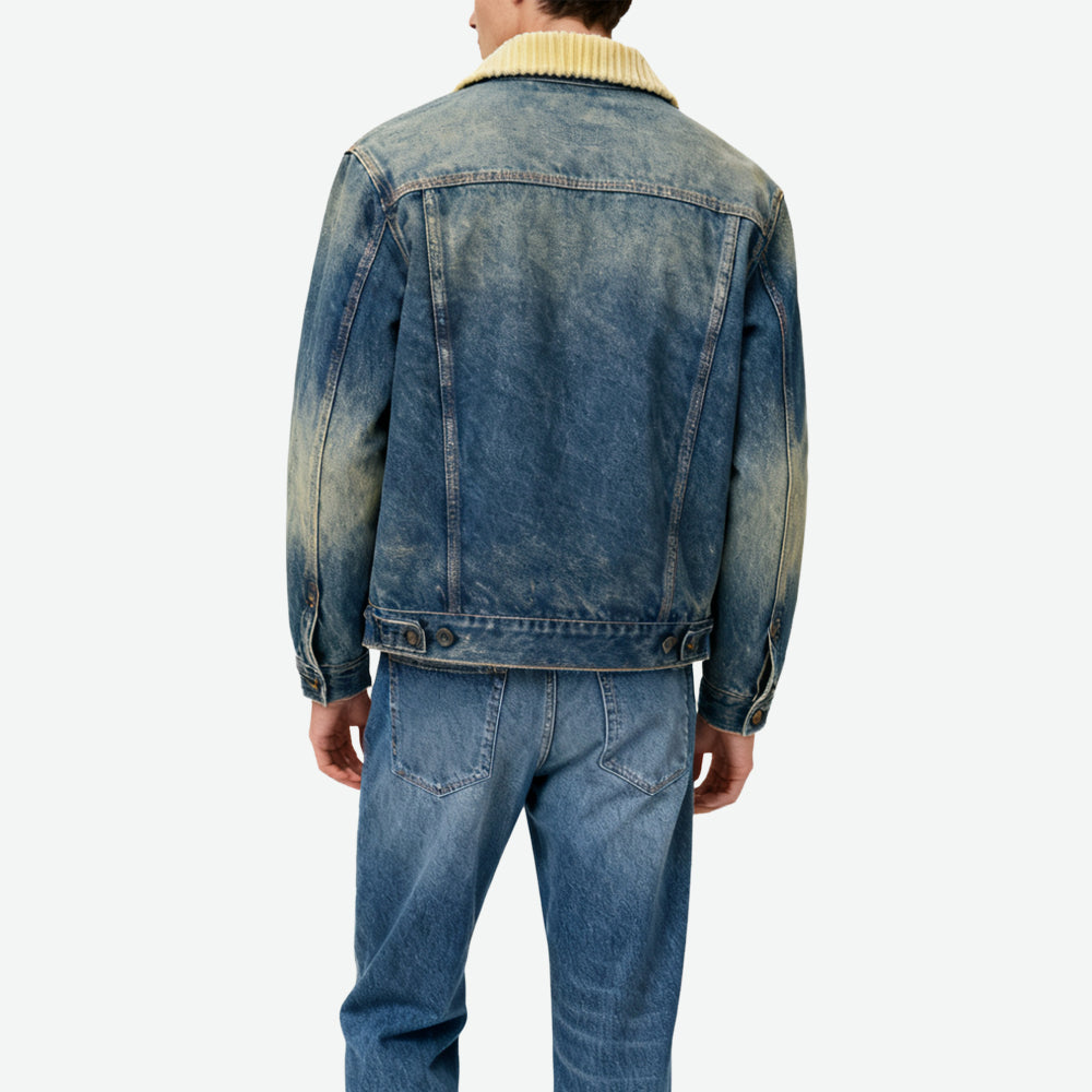 Distressed Men's Retro Edgy Lapel Outerwear