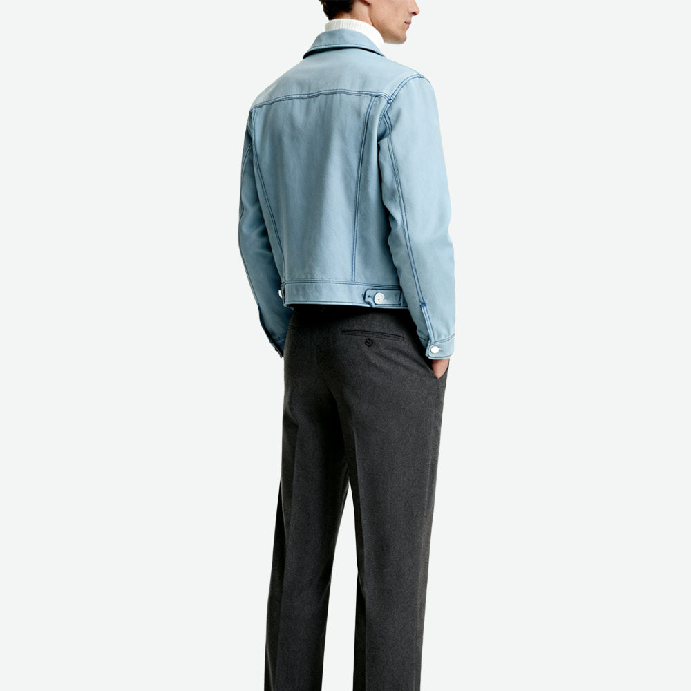 Topstitch Decor Multi-Pocket Lapel Men's Elegant High-End Outerwear